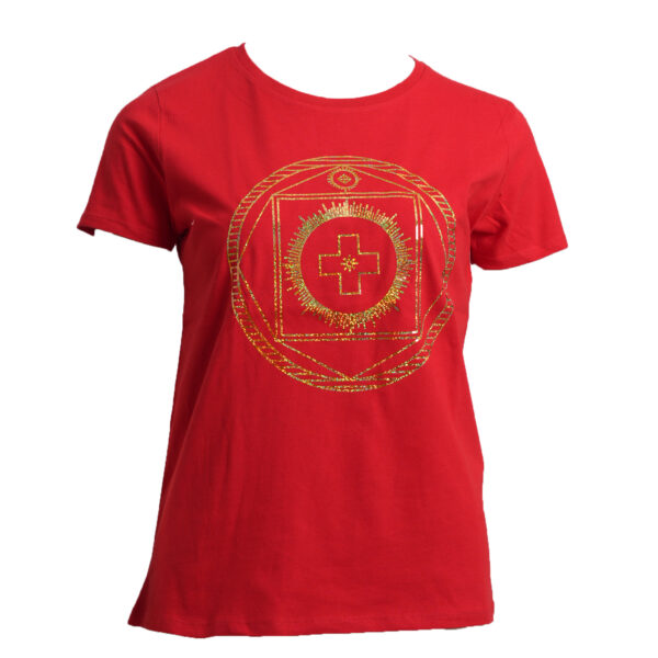Energie-Shirt mit liegender Acht Erzengel Uriel 6. Farbstrahl: rubinrot