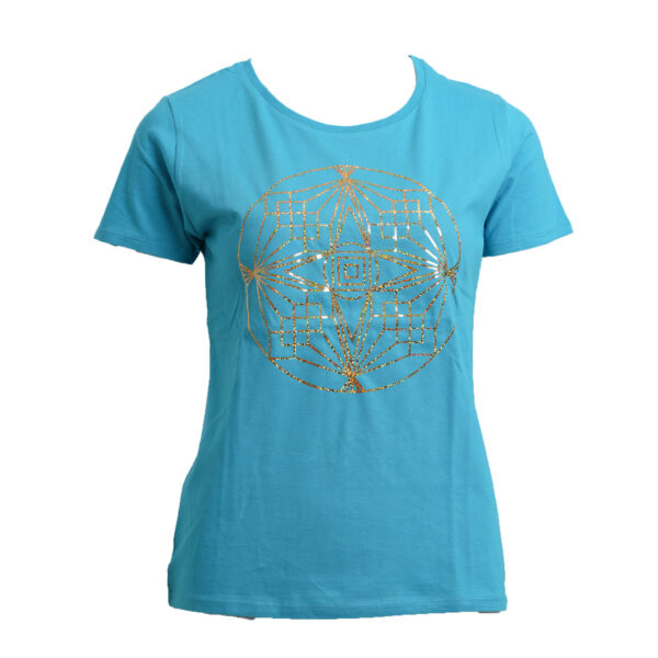Energie-Shirt mit liegender Acht Meister Maha Cohan 8. Farbstrahl: aquamarin