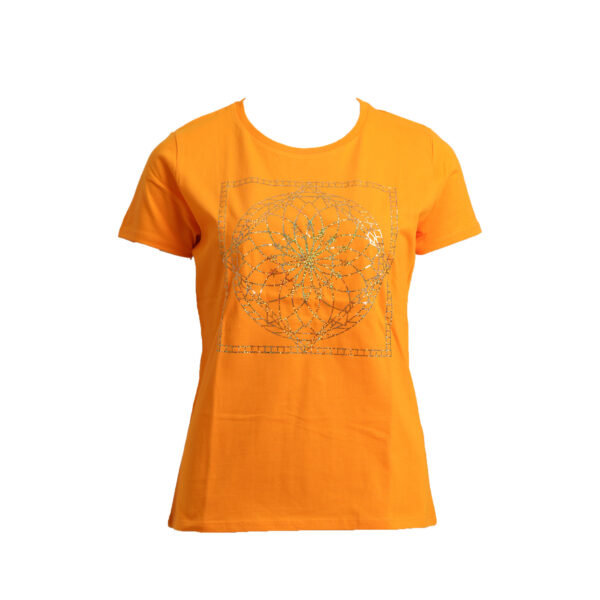Energie-Shirt mit liegender Acht Meister Maitreya 11. Farbstrahl: orange-gold