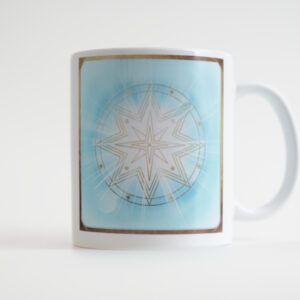 00 – Energie-Tasse Erzengel Haniel aus Atlantis; türkis-weiß