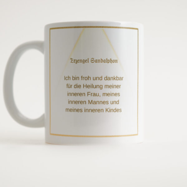 00 – Energie-Tasse Erzengel Sandalphon, gold-koralle – Bild 2